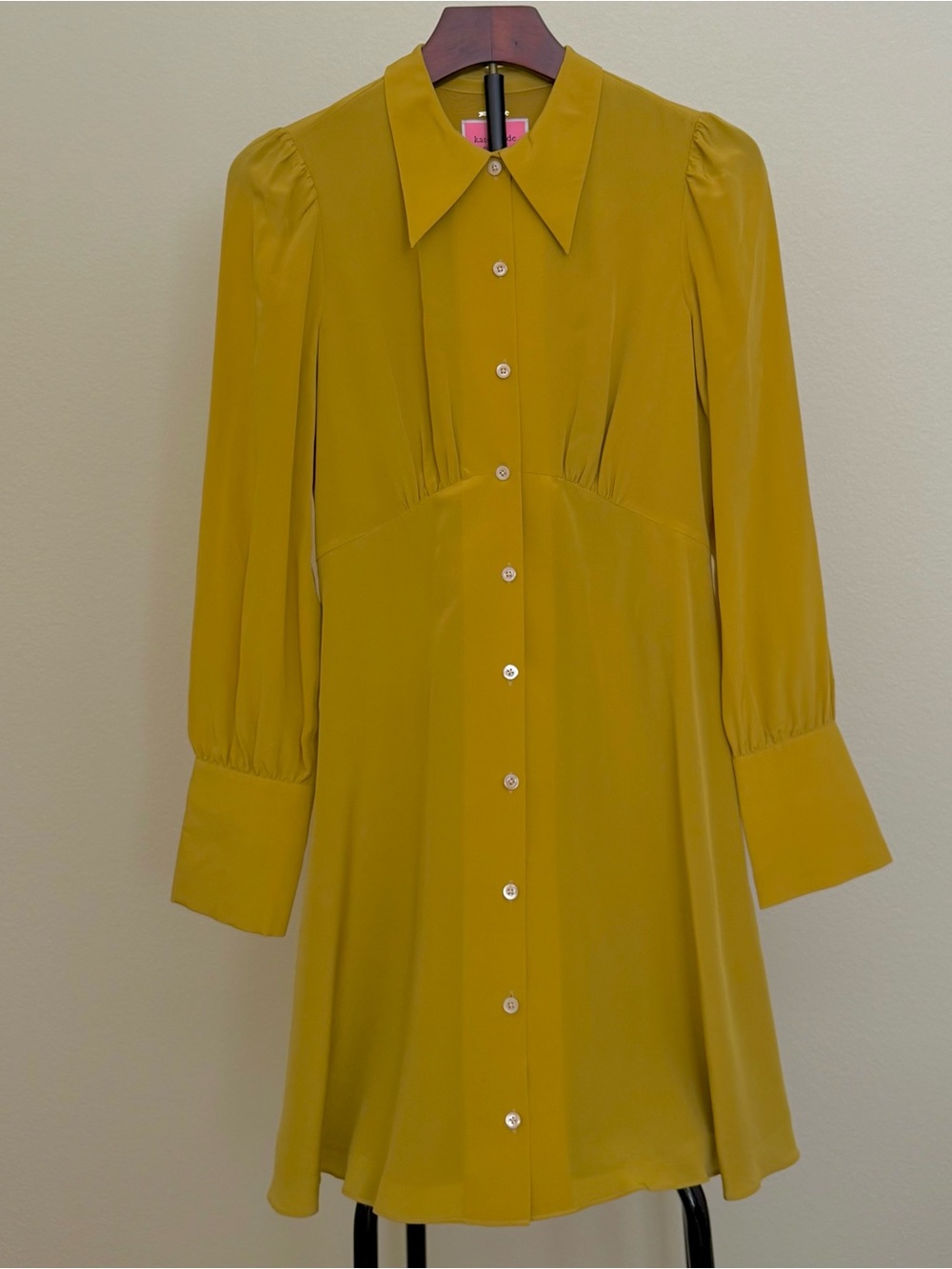 kate spade Silk Long Sleeve Button-Front Dress